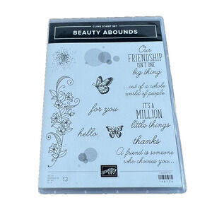 STAMPIN' UP RUBBER Stamp Set BEAUTY ABOUNDS Sayings Butterflies Greetings 148726